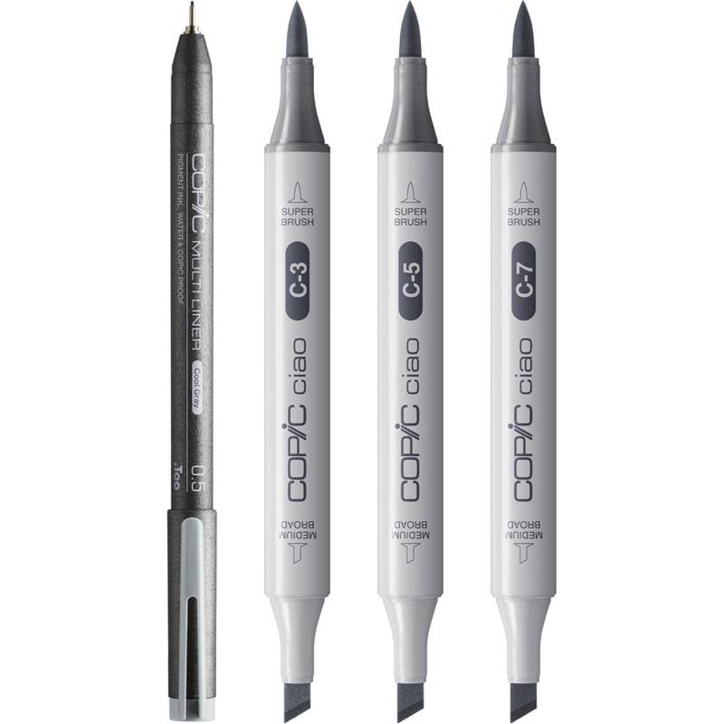 COPIC Marker ciao, 3+1 Set SHADE "Dark Cool Gray"-0