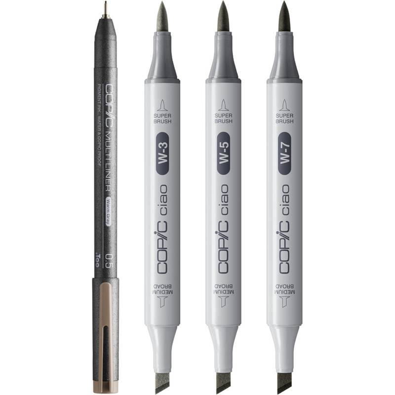 COPIC Marker ciao, 3+1 Set SHADE "Dark Warm Gray"-0