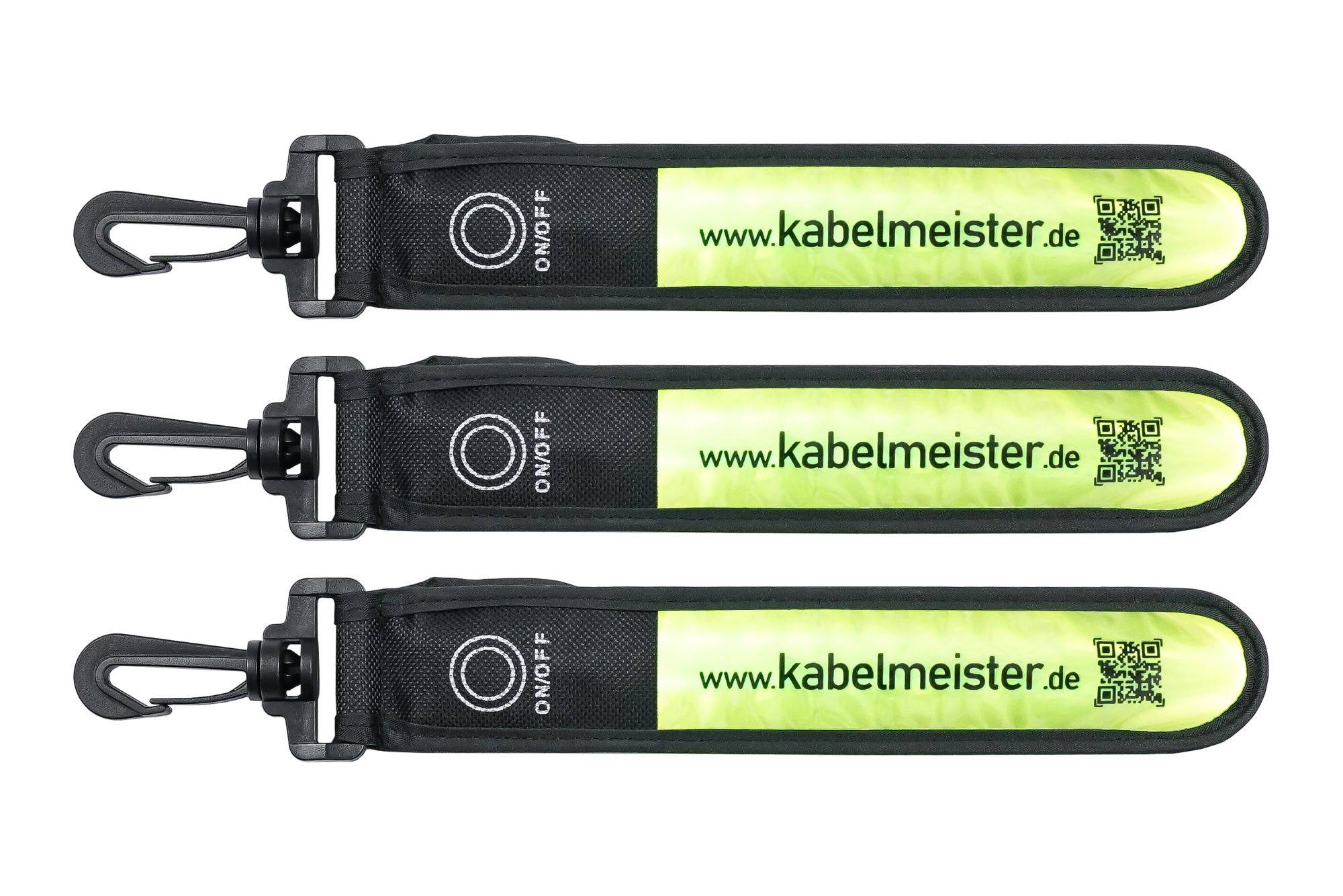 LED-Leuchtband / Blinklicht mit Befestigungshaken, reflektierend, grün/gelb - 3er Set-0