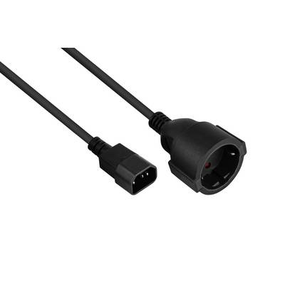Netzkabel / Adapterkabel USV, Kaltgeräte-Stecker C14 (gerade) an Schutzkontakt-Buchse Typ F (gerade), schwarz, 0,75mm²-0