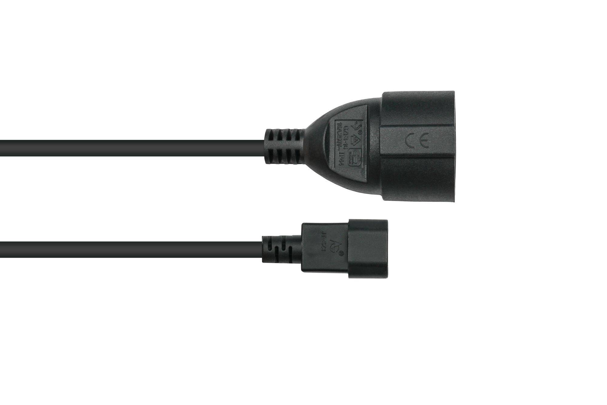 Netzkabel / Adapterkabel USV, Kaltgeräte-Stecker C14 (gerade) an Schutzkontakt-Buchse Typ F (gerade), schwarz, 0,75mm²-1