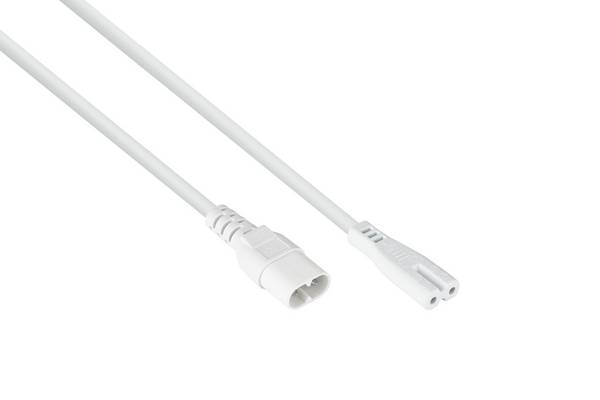 kabelmeister® Euro-Verlängerung Stecker C8 (gerade) an Buchse C7 / Euro 8 (gerade), weiß, 0,75 mm², 0,5m