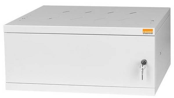 19 Zoll Wandgehäuse 4 HE BxHxT 523 x 230 x 350 mm Vollblechtür + Schloss Lichtgrau (RAL 7035)