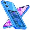 NALIA Klare Neon Hülle mit Kartenhalter für iPhone 16, Bunte Handyhülle mit Kartenfach, Durchsichtiges Silikon Blau