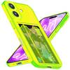 NALIA Klare Neon Hülle mit Kartenhalter für iPhone 16, Bunte Handyhülle mit Kartenfach, Durchsichtiges Silikon Gelb