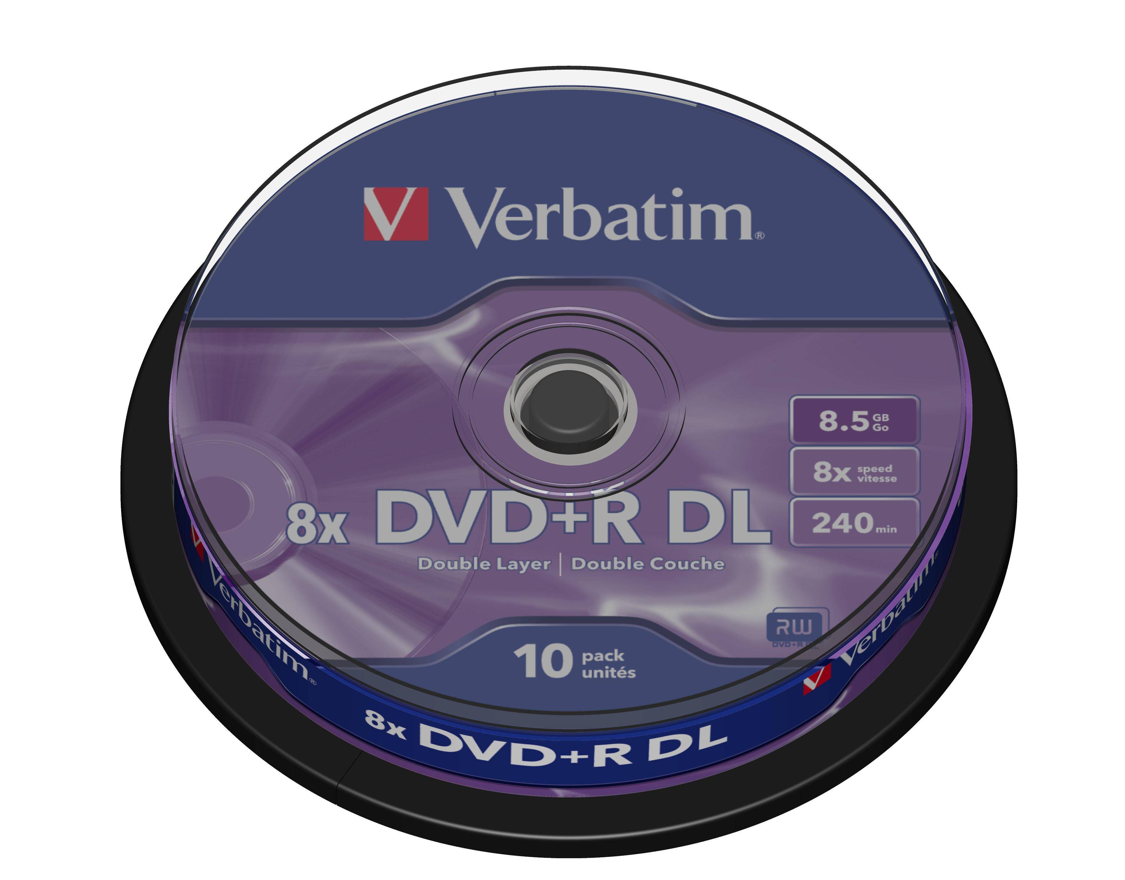 Verbatim 10 x DVD+R DL - 8.5 GB 8x - mattsilber - Spindel-0