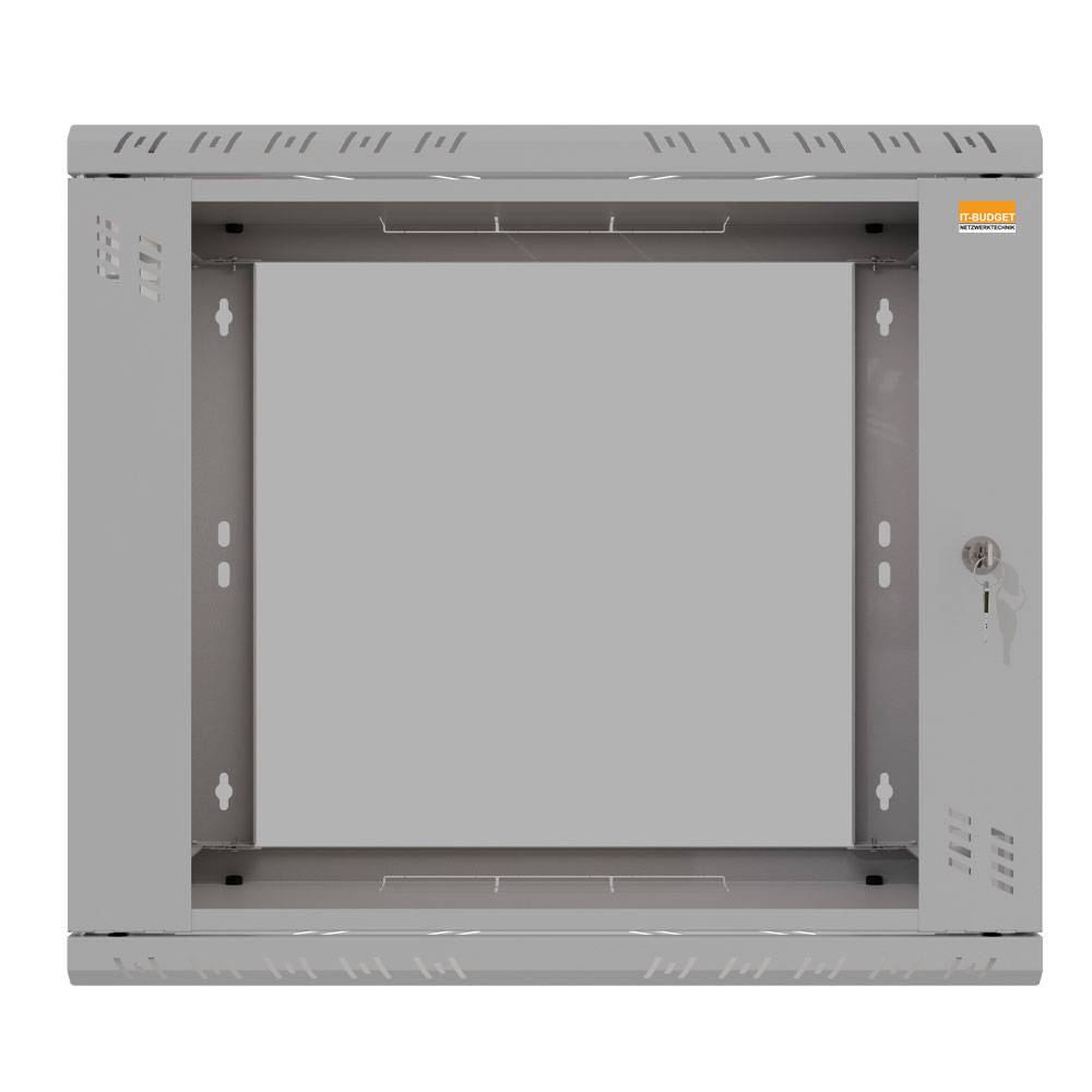 19 Zoll Wandgehäuse 9 HE BxHxT 523 x 460 x 450 mm Sichttür + Schloss Lichtgrau (RAL 7035)-2