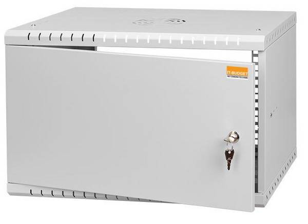 19 Zoll Wandgehäuse 6 HE BxHxT 523 x 300 x 450 mm Vollblechtür + Schloss Lichtgrau (RAL 7035)
