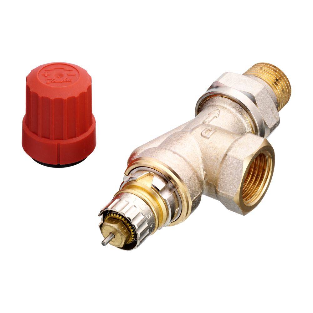 Danfoss Ventilgehäuse RA-N, DN 15, R 1/2", Axialausführung, matt vernickelt, 013G0153-0