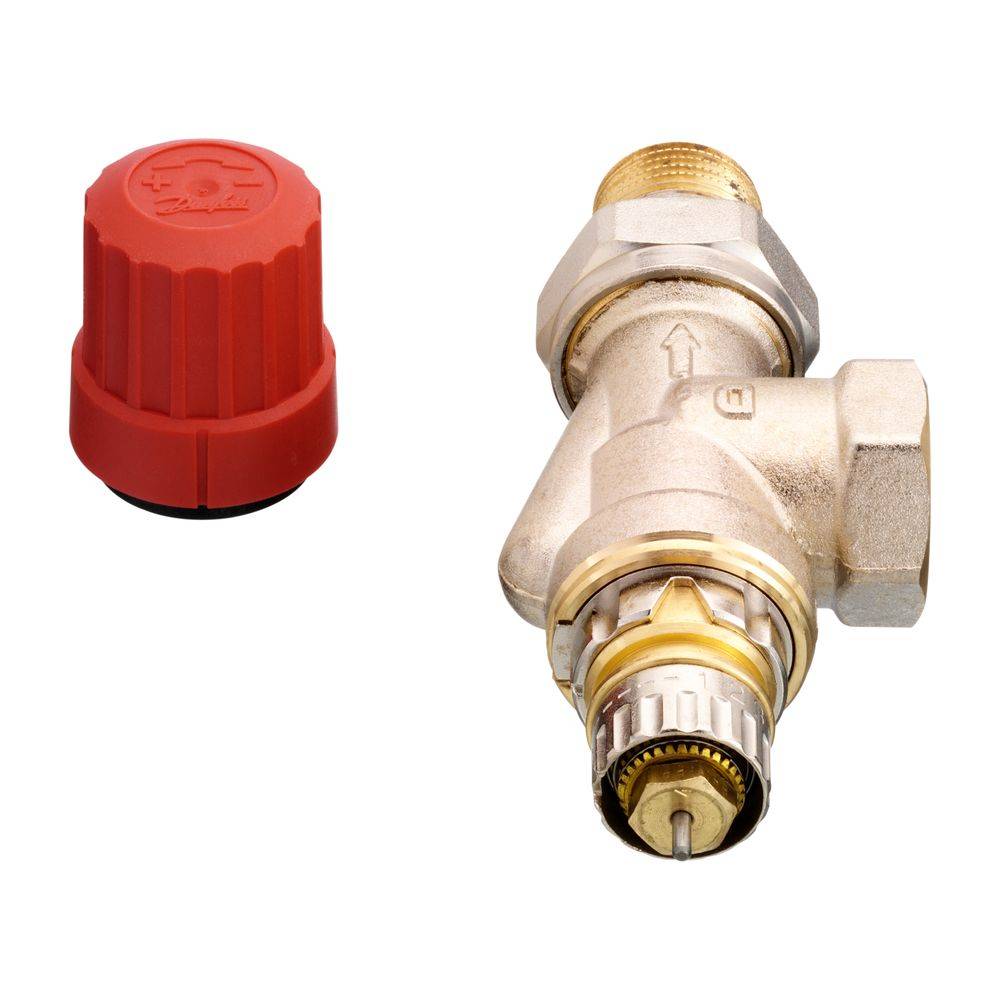 Danfoss Ventilgehäuse RA-N, DN 15, R 1/2", Axialausführung, matt vernickelt, 013G0153-2