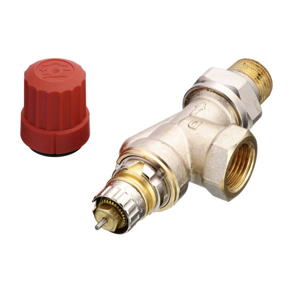 Danfoss Ventilgehäuse RA-N, DN 15, R 1/2", Axialausführung, matt vernickelt, 013G0153-3