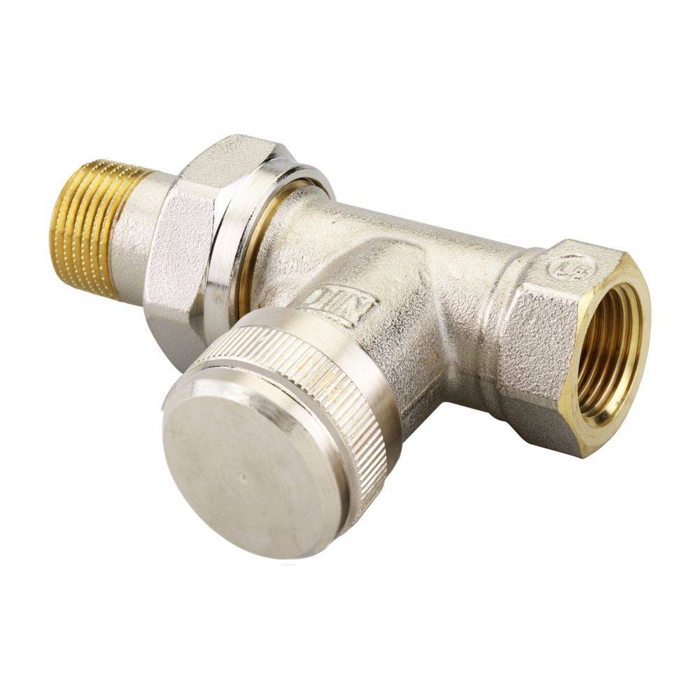 Danfoss Rücklaufverschraubung RLV 10, R 3/8", Durchgangsausführung, vernickelt, 003L0142-2