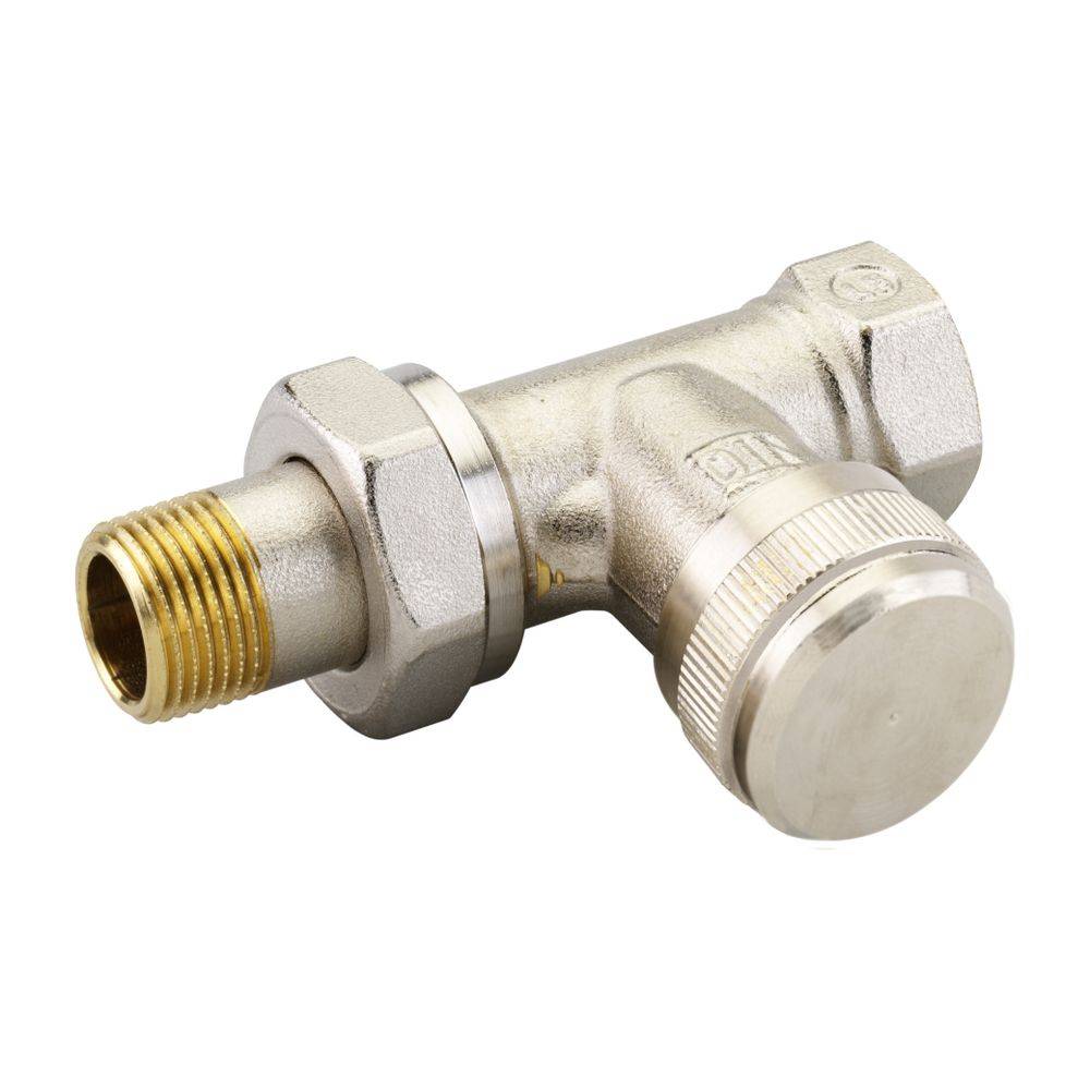 Danfoss Rücklaufverschraubung RLV 10, R 3/8", Durchgangsausführung, vernickelt, 003L0142-3