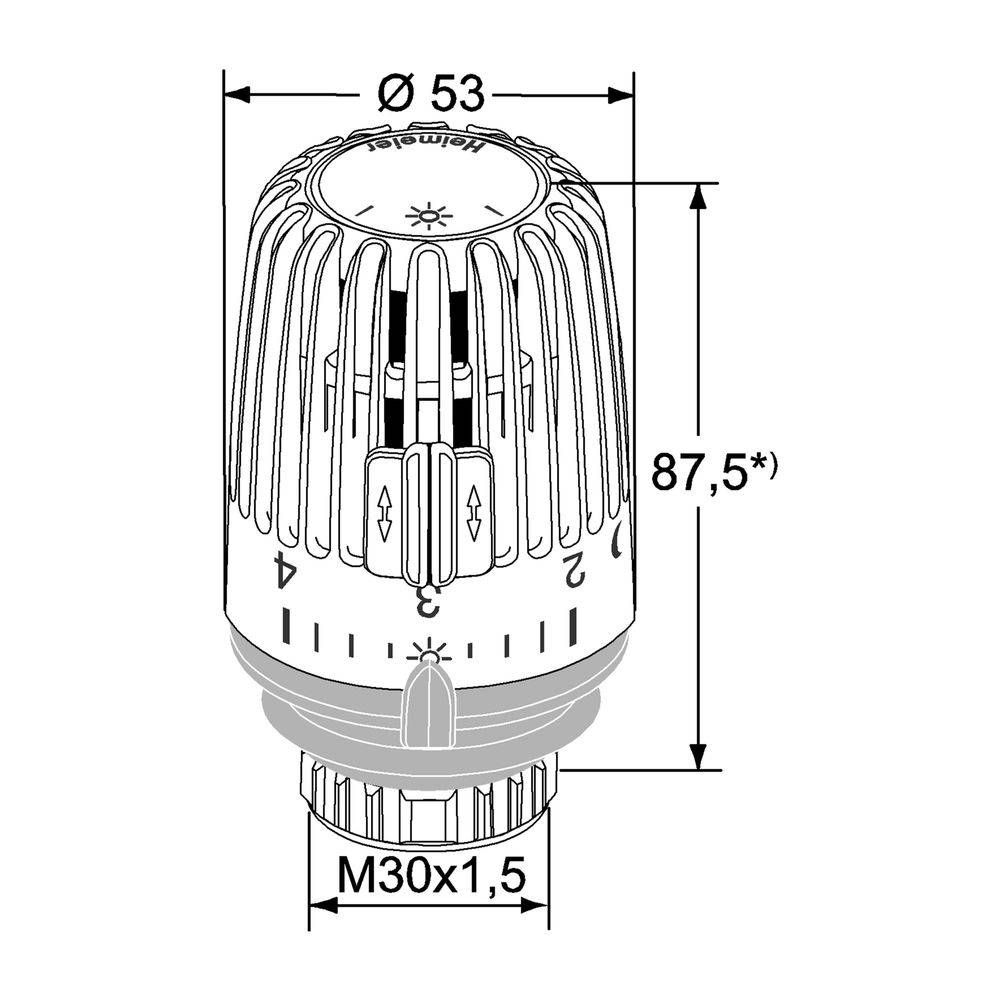 IMI Heimeier Thermostat-Kopf K, mit eingebautem Fühler, Weiß-1