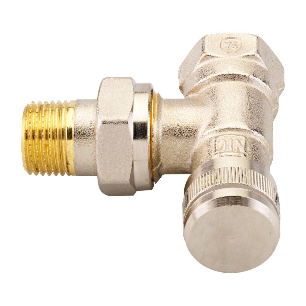 Danfoss Rücklaufverschraubung RLV 15, R 1/2", Eckausführung, vernickelt, 003L0143-0