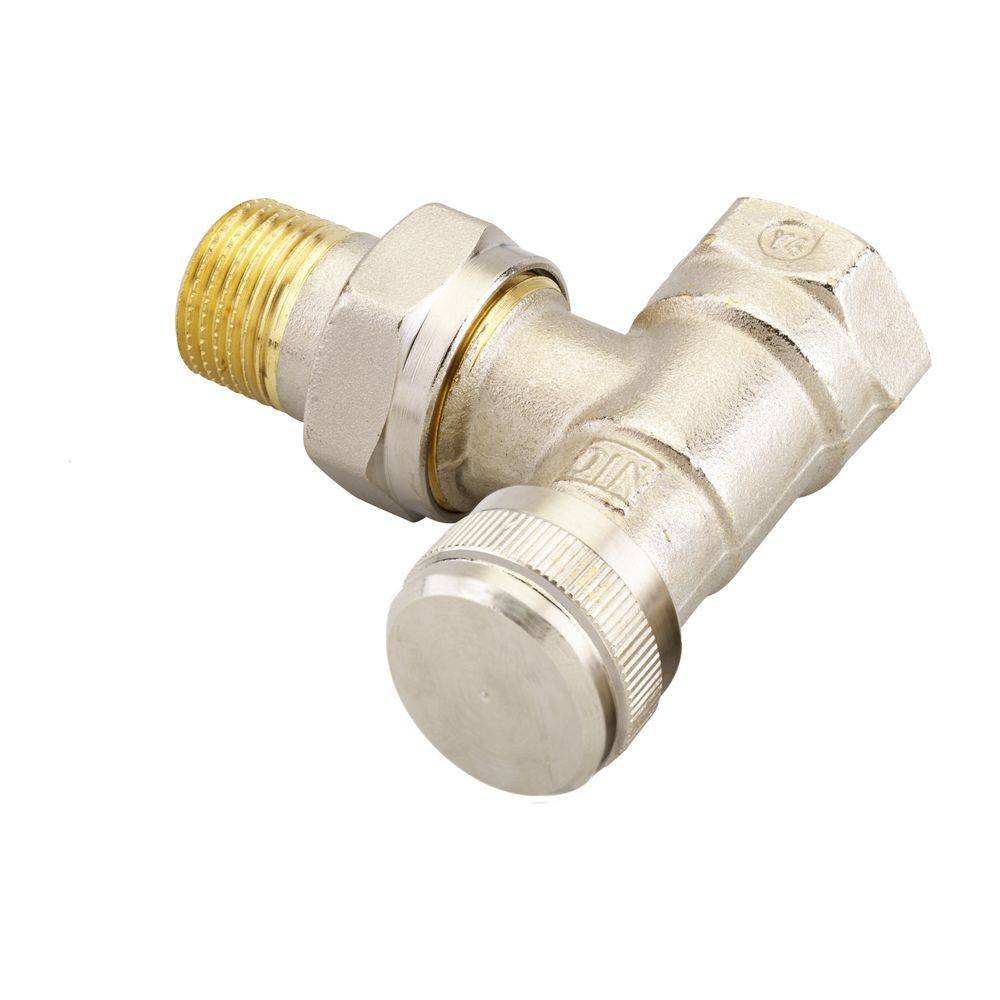 Danfoss Rücklaufverschraubung RLV 15, R 1/2", Eckausführung, vernickelt, 003L0143-1