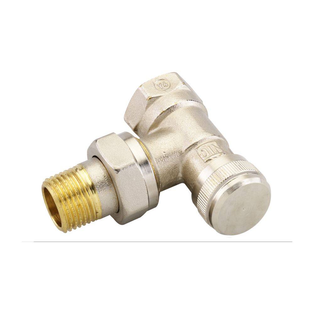 Danfoss Rücklaufverschraubung RLV 15, R 1/2", Eckausführung, vernickelt, 003L0143-2