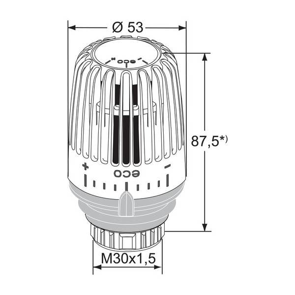 IMI Heimeier Thermostat-Kopf K-eco, mit eingebautem Fühler, Weiß