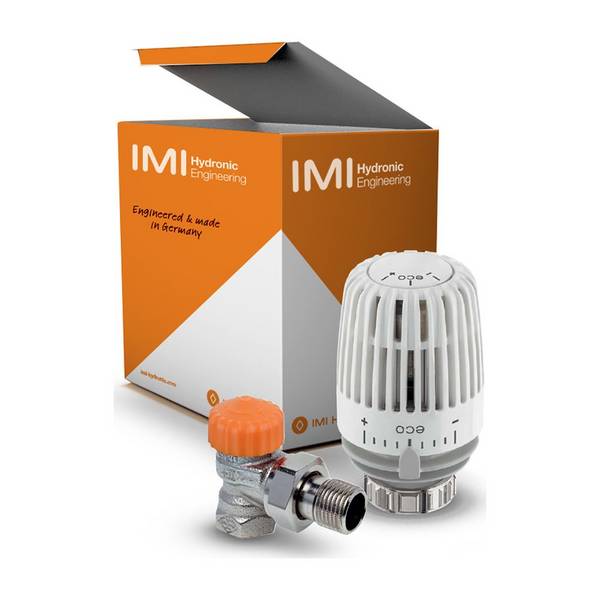 IMI Heimeier Set 3 Thermostat-Kopf K eco und Thermostat-Ventilunterteil Eclipse, DN 15 1/2", Eck