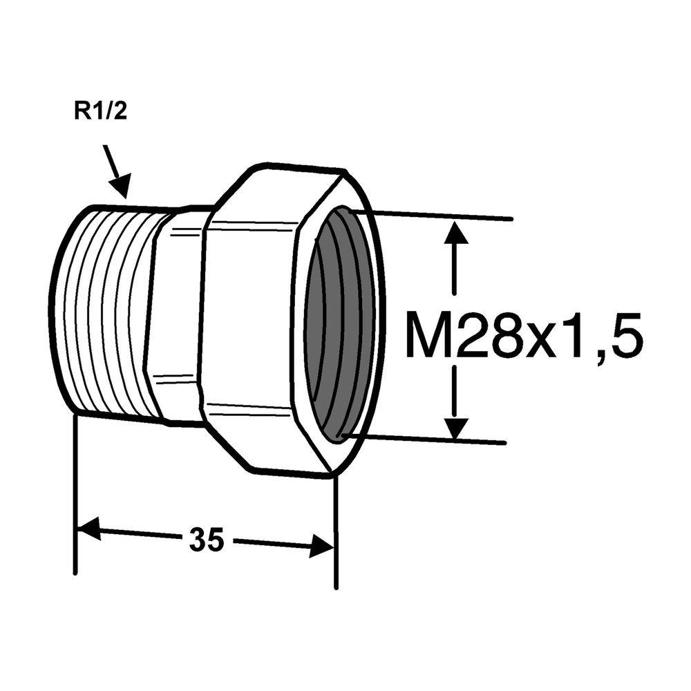 IMI Heimeier Heizkörper-Anschlussverschraubung, R 1/2" x M28, Ametal-C vernickelt-1