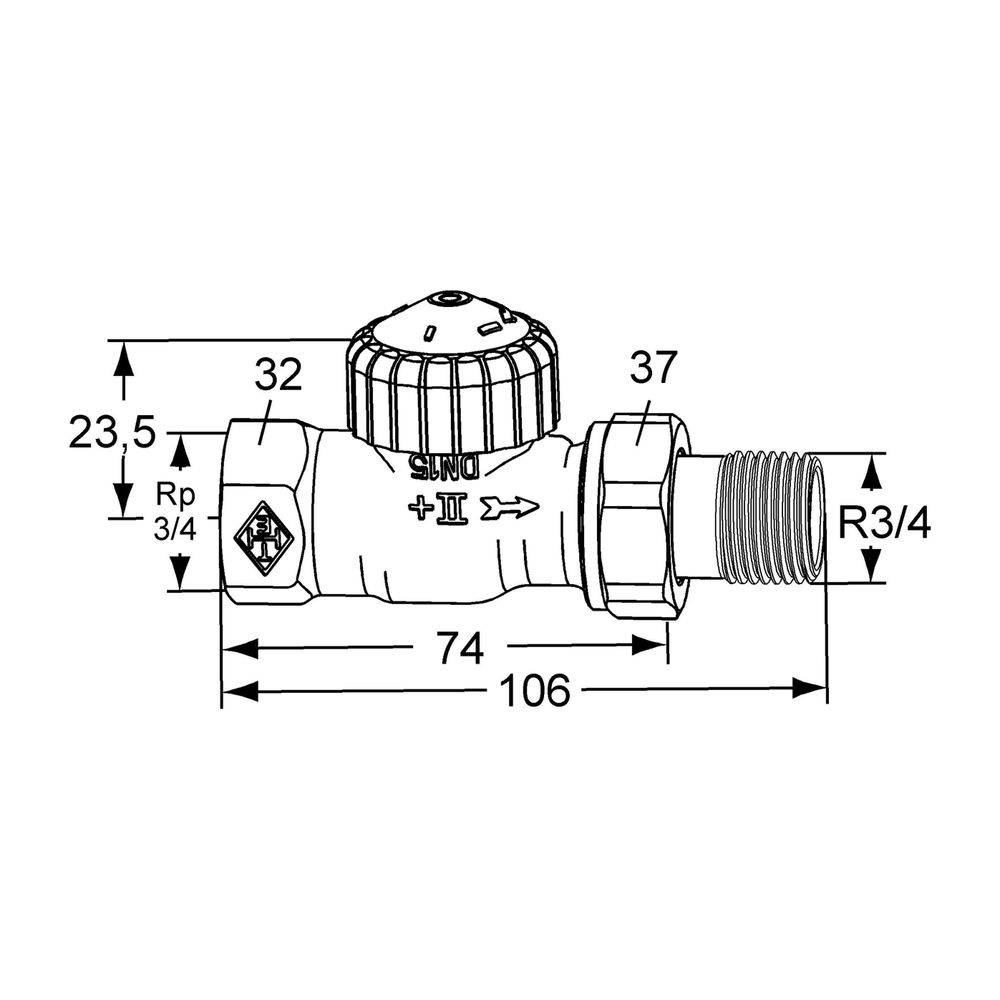 IMI Heimeier Thermostat-Ventilunterteil V-exact II, Durchgangsform DN 20, vernickelt-1