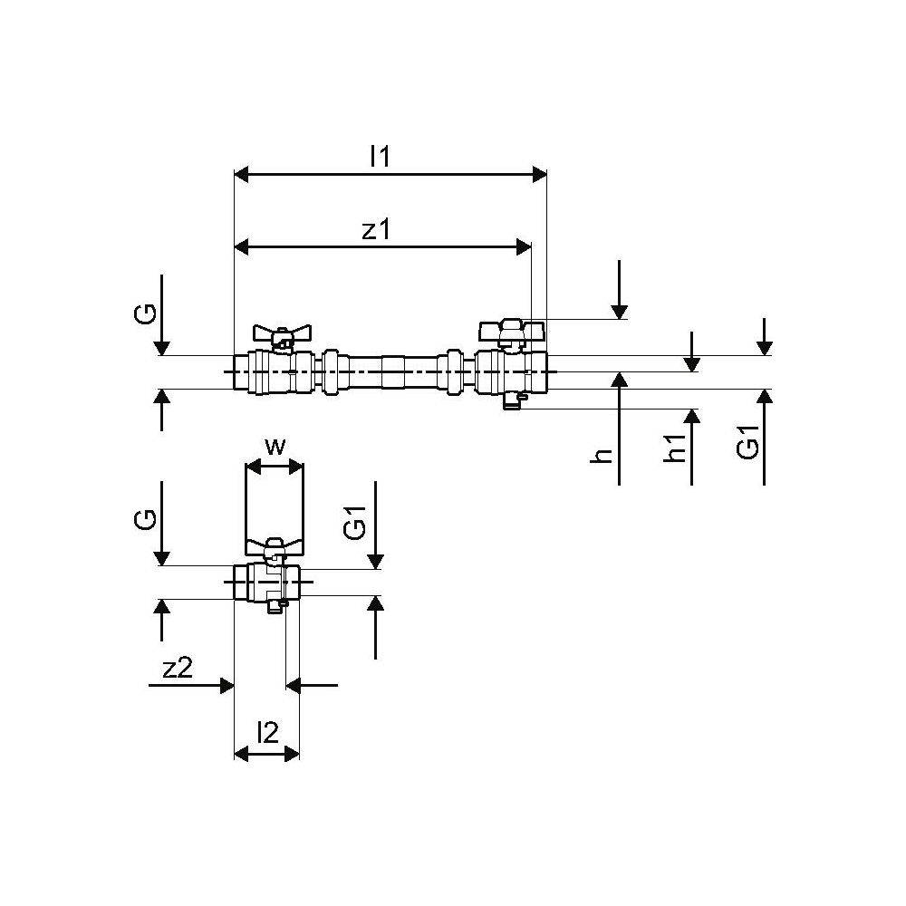 Uponor Vario Wassermengenzähler-Anschlussset horizontal G 1", 130mm-3