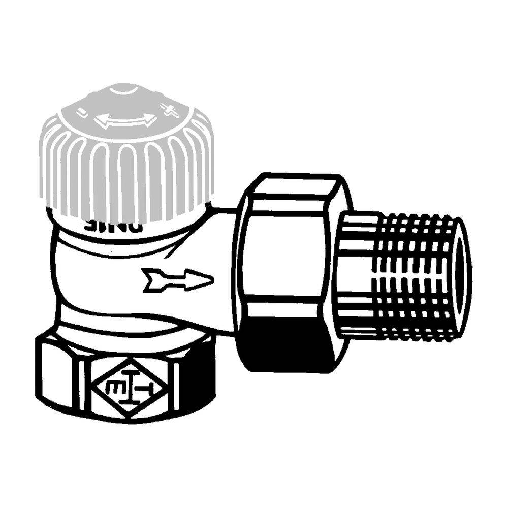 IMI Heimeier Thermostat-Ventilunterteil mit geringem Widerstand, Eckform DN 15-2