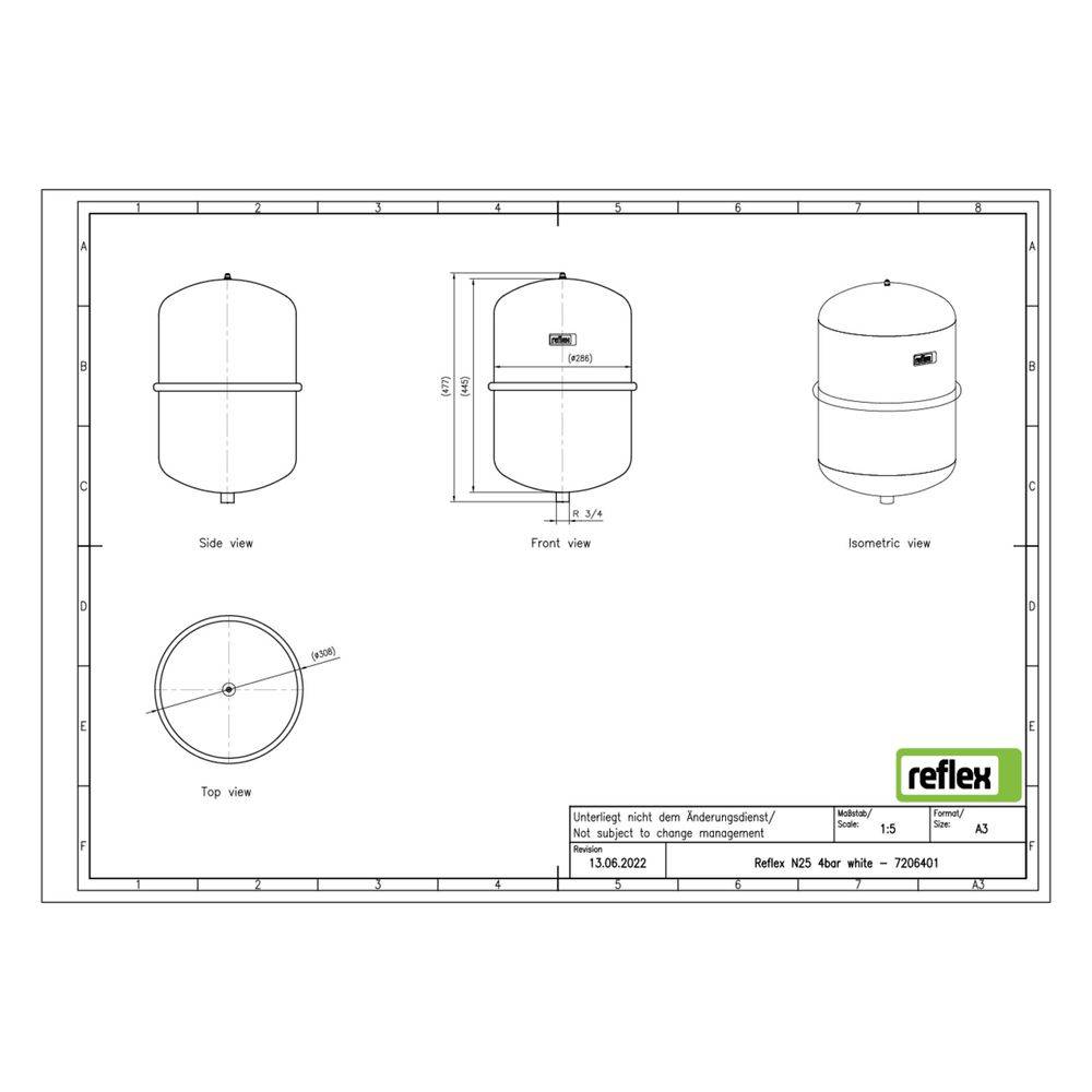 Reflex Ausdehnungsgefäß N MAG 25, 25L, 4 bar, Halbmembran, Weiß-1