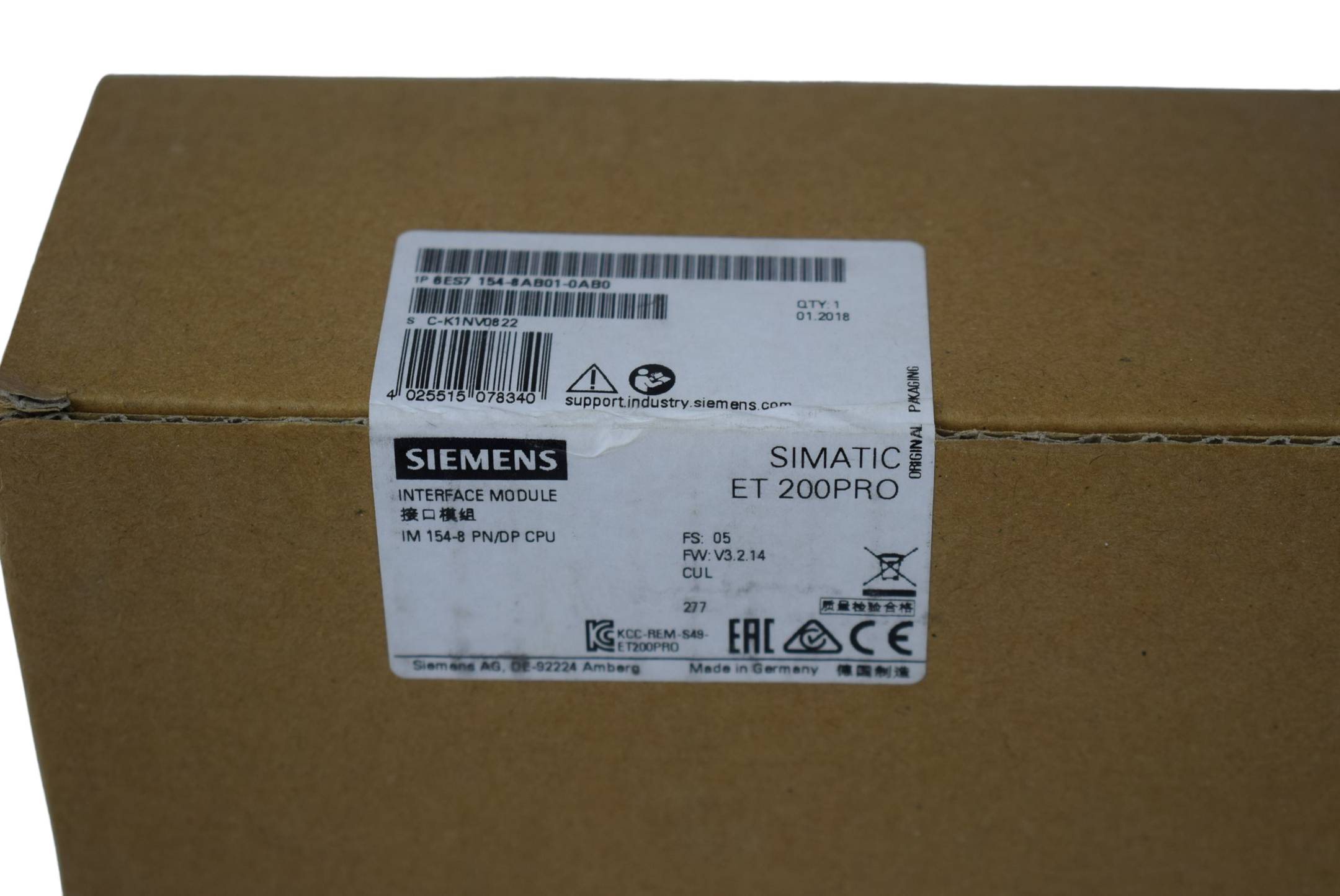 Siemens Dig.Industr. IM 154-8 PN/DP CPU für ET 200 PRO, 384K 6ES7154-8AB01-0AB0-2