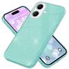 NALIA Glitzer Hybrid Hülle für iPhone 16 Plus, Verstärkte Silikon Handyhülle, Glänzende Schutz Glitzerhülle Mint-Grün