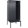 Spind Evolo PLUS Sitzbank 3 Abteile grau B 900 mm Zylinderschloss mit untergebauter Sitzbank Kunststoff.