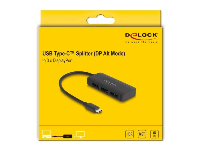 Delock USB Type-C Splitter DP Alt Mode zu 3 x DisplayPort MST 4K 60 Hz - Digital-3