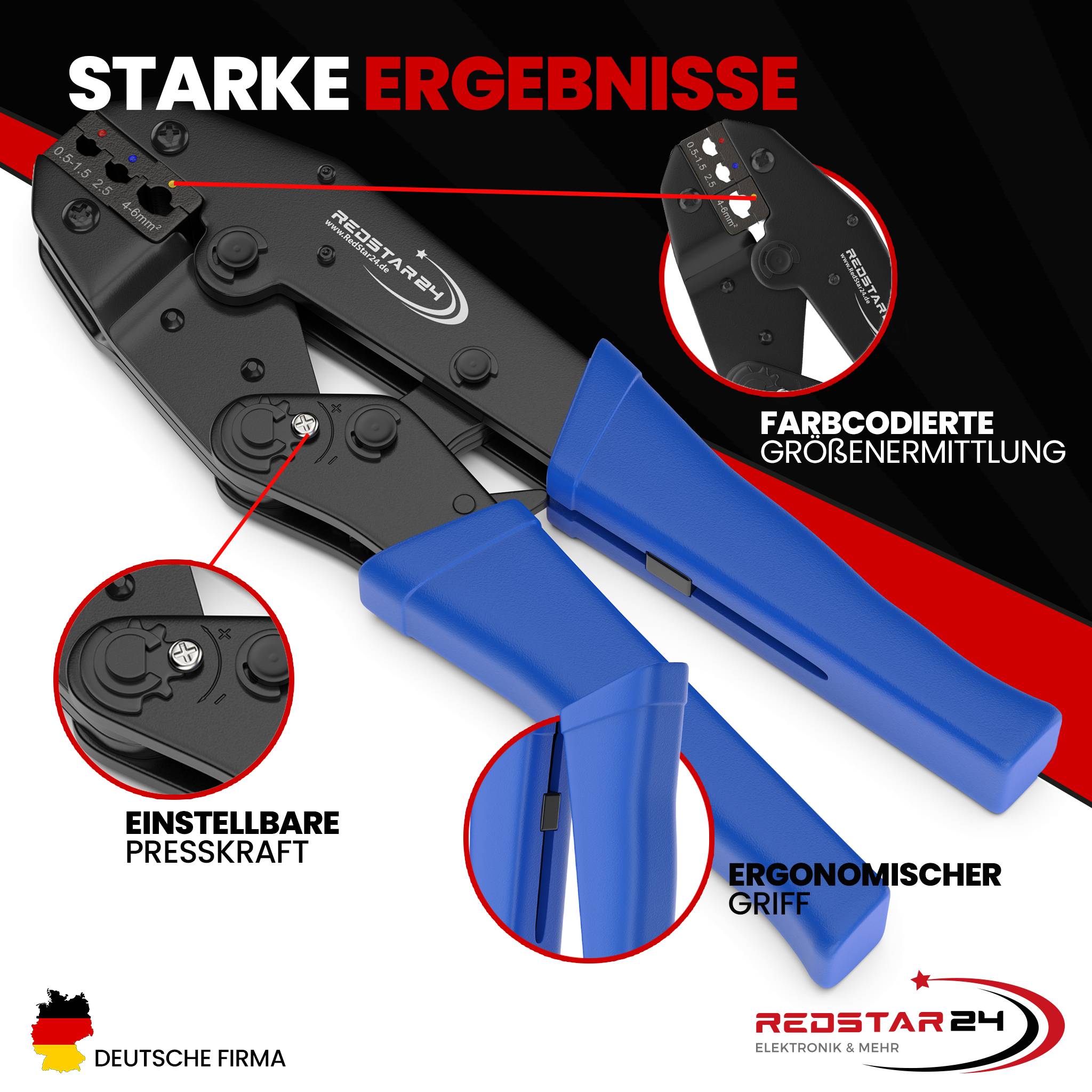 Crimpzange isolierte Kabelschuhe 0,5-6,0mm² Kabelschuhzange Zange Stoßverbinder-2