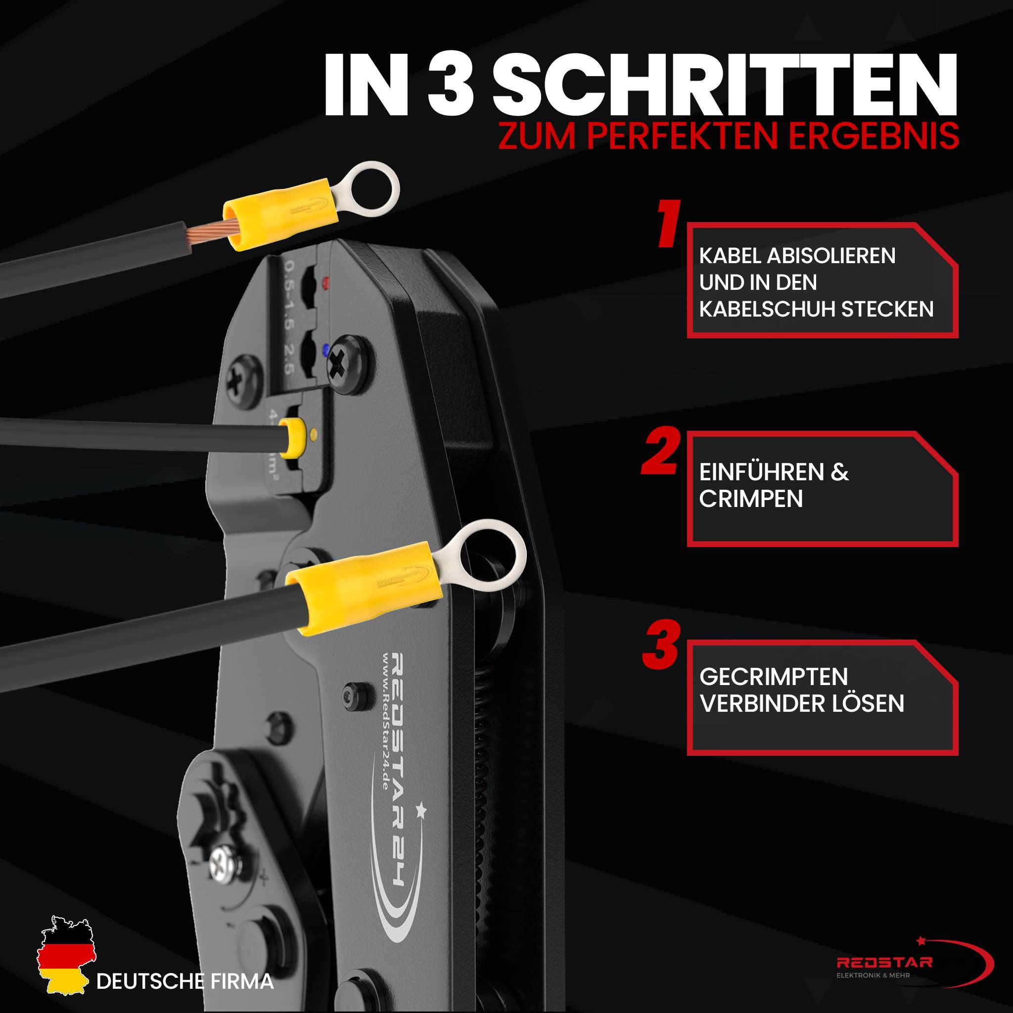 Crimpzange isolierte Kabelschuhe 0,5-6,0mm² Kabelschuhzange Zange Stoßverbinder-3