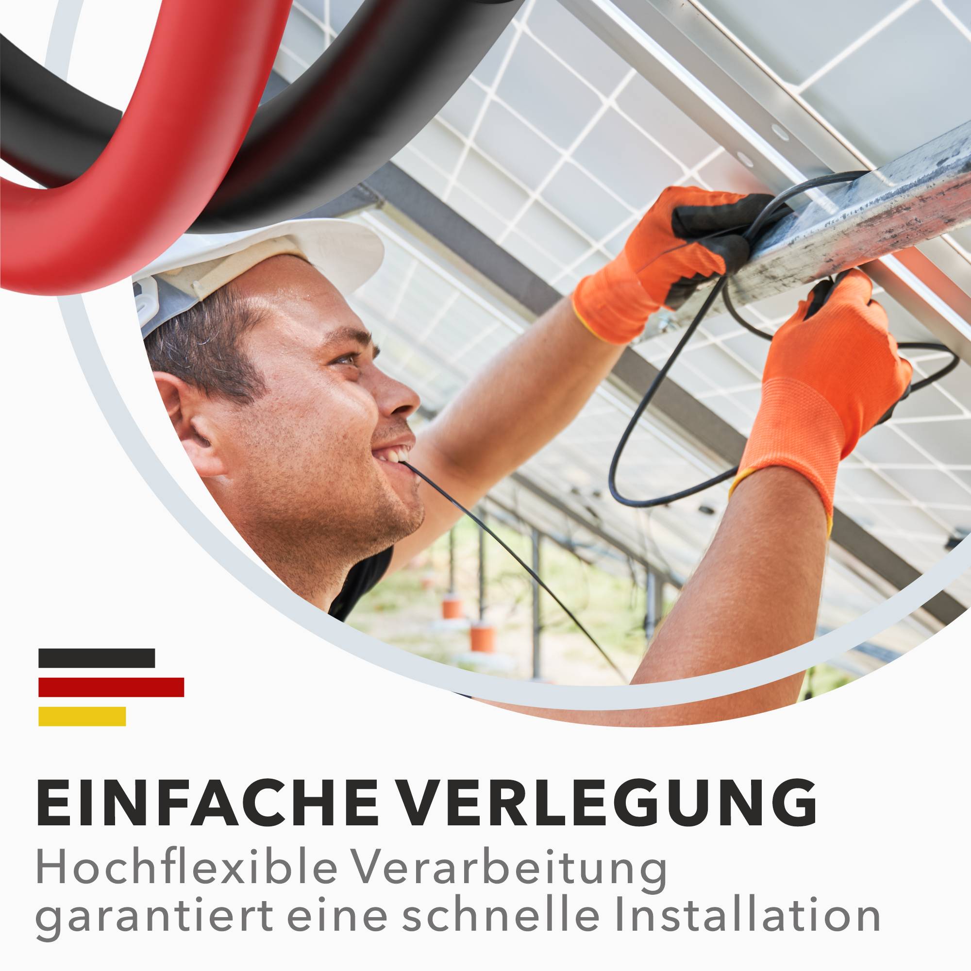 Solarkabel 6mm² TÜV Geprüft Solarleitung PV Kabel für Photovoltaik Anlagen Kupfer Rot 40m-4