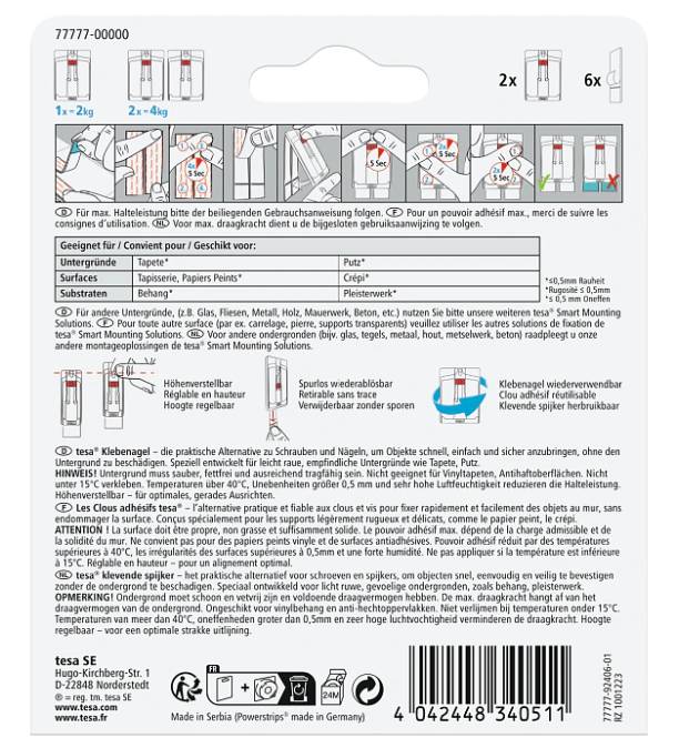 TESA 77777, Drinnen, Universalhaken, Weiß, 2 kg, 2 Stück(e)-1