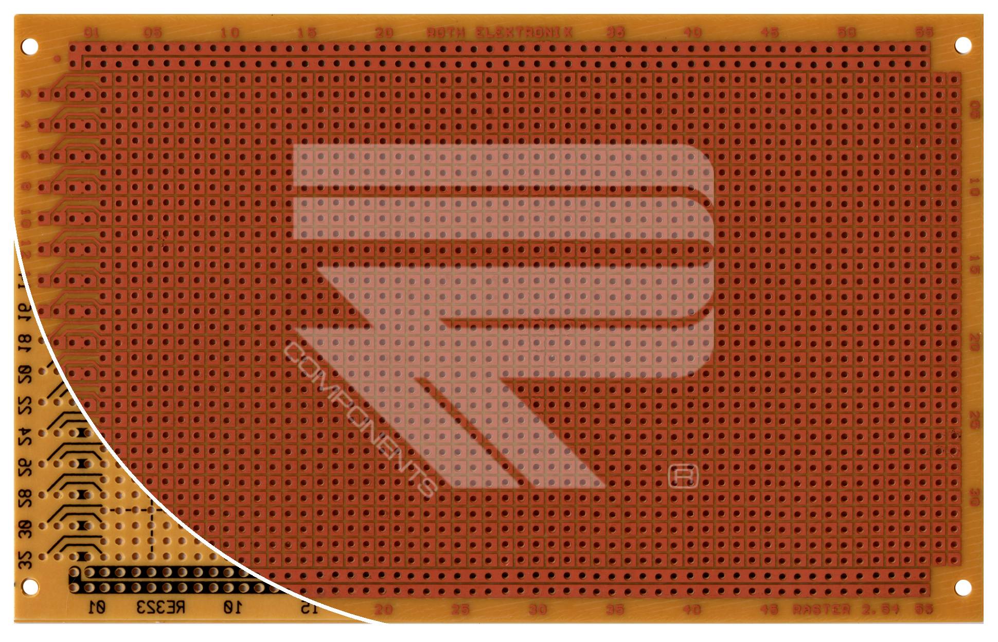 Roth Elektronik RE323-HP Laborkarte FR2 160 x 100 mm 1,5 mm einseitig RM 2,54 Ø 1 mm 35 µm-0