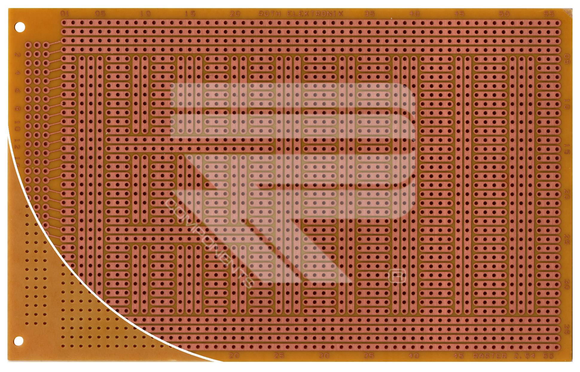 Roth Elektronik RE315-HP Laborkarte FR2 160 x 100 mm 1,5 mm einseitig RM 2,54 Ø 1 mm 35 µm-0