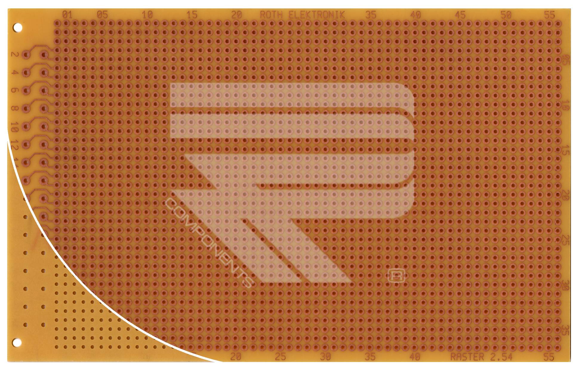 Roth Elektronik RE525-HP Laborkarte FR2 160 x 100 mm 1,5 mm einseitig RM 2,54 Ø 1 mm 35 µm-0