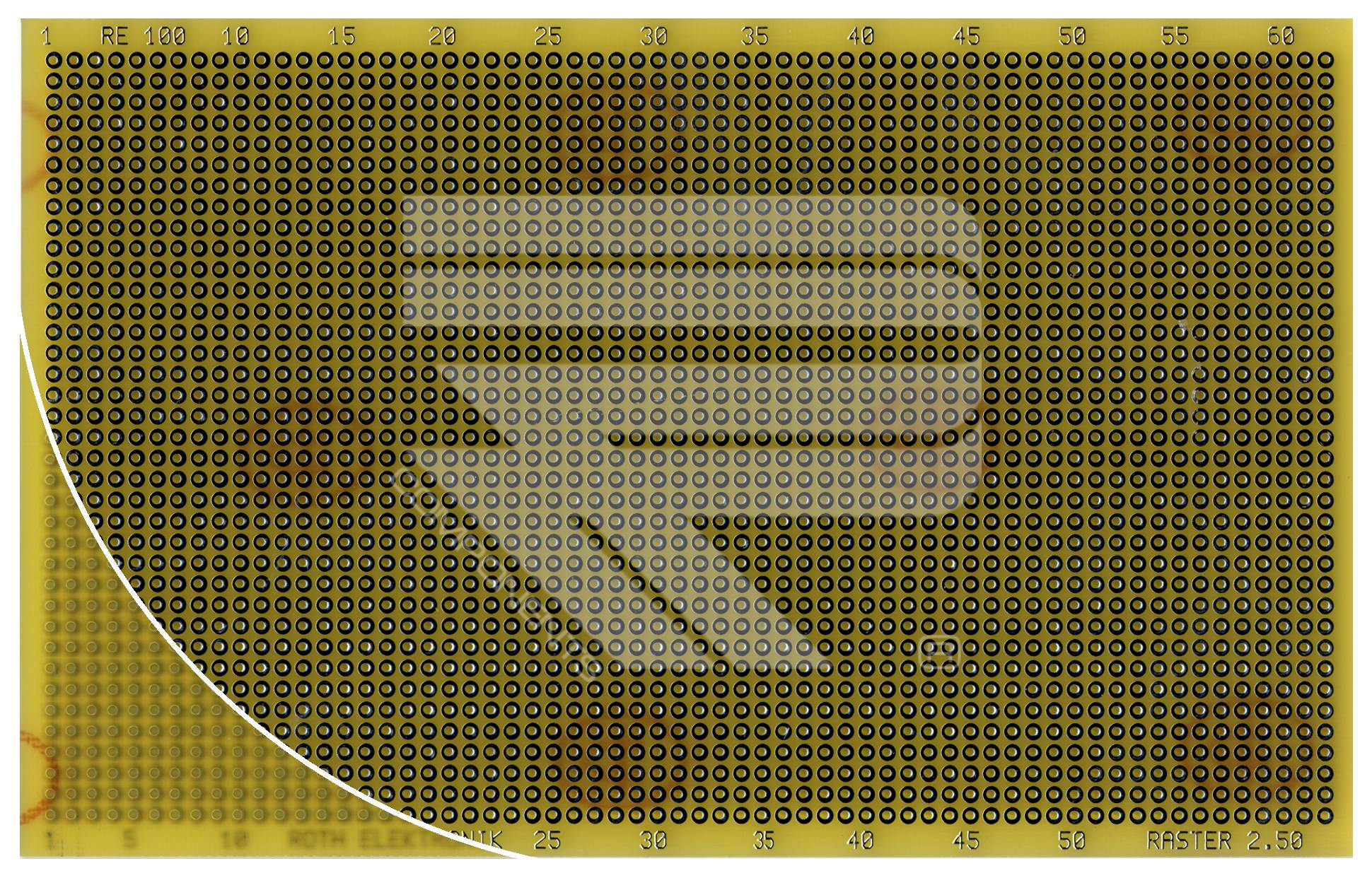 Roth Elektronik RE100-LF Laborkarte FR4 160 x 100 mm 1,5 mm einseitig RM 2,50 Ø 1 mm 35 µm-0
