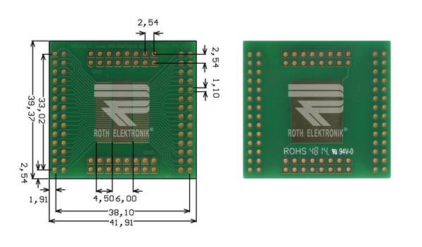 Roth Elektronik RE969-01 IC-Adapterplatine FR4 41,9 x 39,4 mm 1,5 mm zweiseitig RM 2,54 Ø 1,1 mm 35 µm