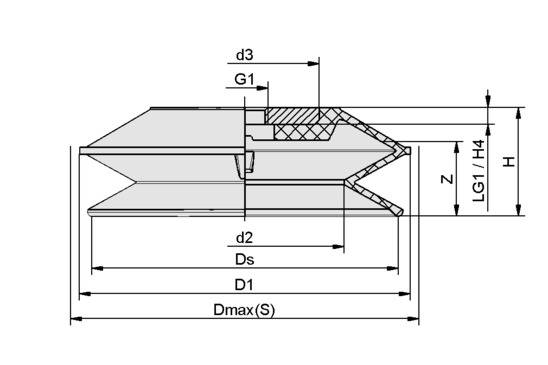 Schmalz FSGPL 150 NBR-55 G1/2-IG, Balgsauggreifer (rund) für große, schwere und unebene Werkstücke, P\n: 10.01.06.00101-1