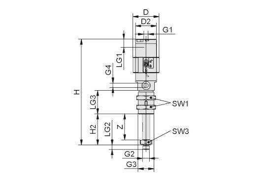 Schmalz FST-LOCK-HD G1/4-AG 100 NC VG SFP, Arretierbarer Federstößel mit Klemmung und Höhenausgleich, P/n:10.01.02.01798-1