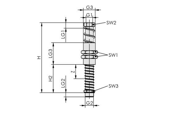 Schmalz FSTA-HD G1/2-AG 25, Federstößel mit beidseitiger Dämpfung und Höhenausgleich, P\n: 10.01.02.00779-1