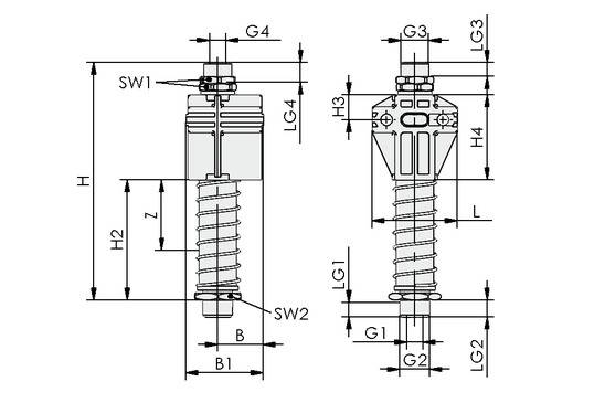 Schmalz FSTF G1/2-AG 50 VG, Federstößel mit Dämpfung, Höhenausgleich und flexiblem Halter, P\n: 10.01.02.01013-1