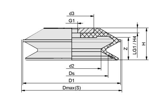 Schmalz FSGPL 150 NBR-55 G1/2-IG DR, Balgsauggreifer für große, schwere und unebene Werkstücke, P\n: 10.01.06.02672-1