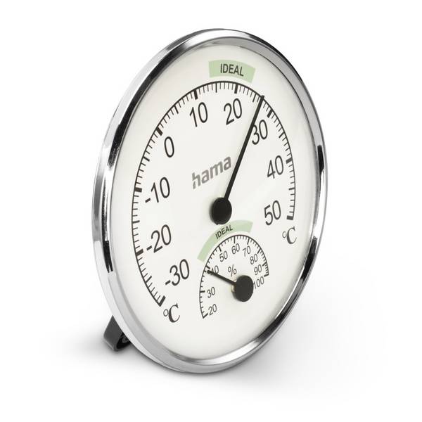 hama 00222235 Thermometer und Hygrometer "Chios", Silber/Weiß