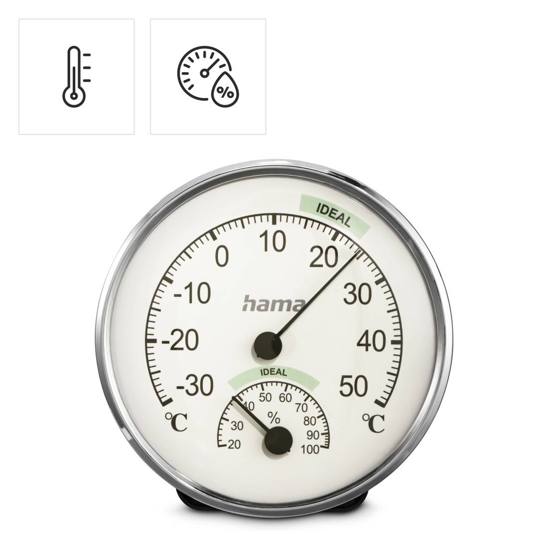 hama 00222235 Thermometer und Hygrometer "Chios", Silber/Weiß-1