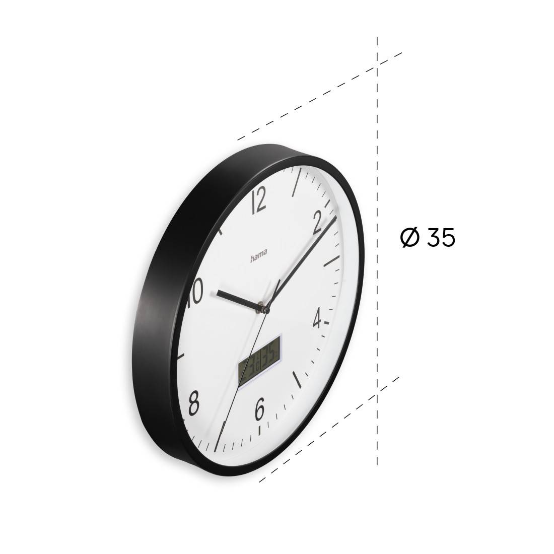 hama 00185887 Funkwanduhr "Lanzarote", m. Thermometer/Hygrometer, Ø 35cm, ohne Ticken, SW-3