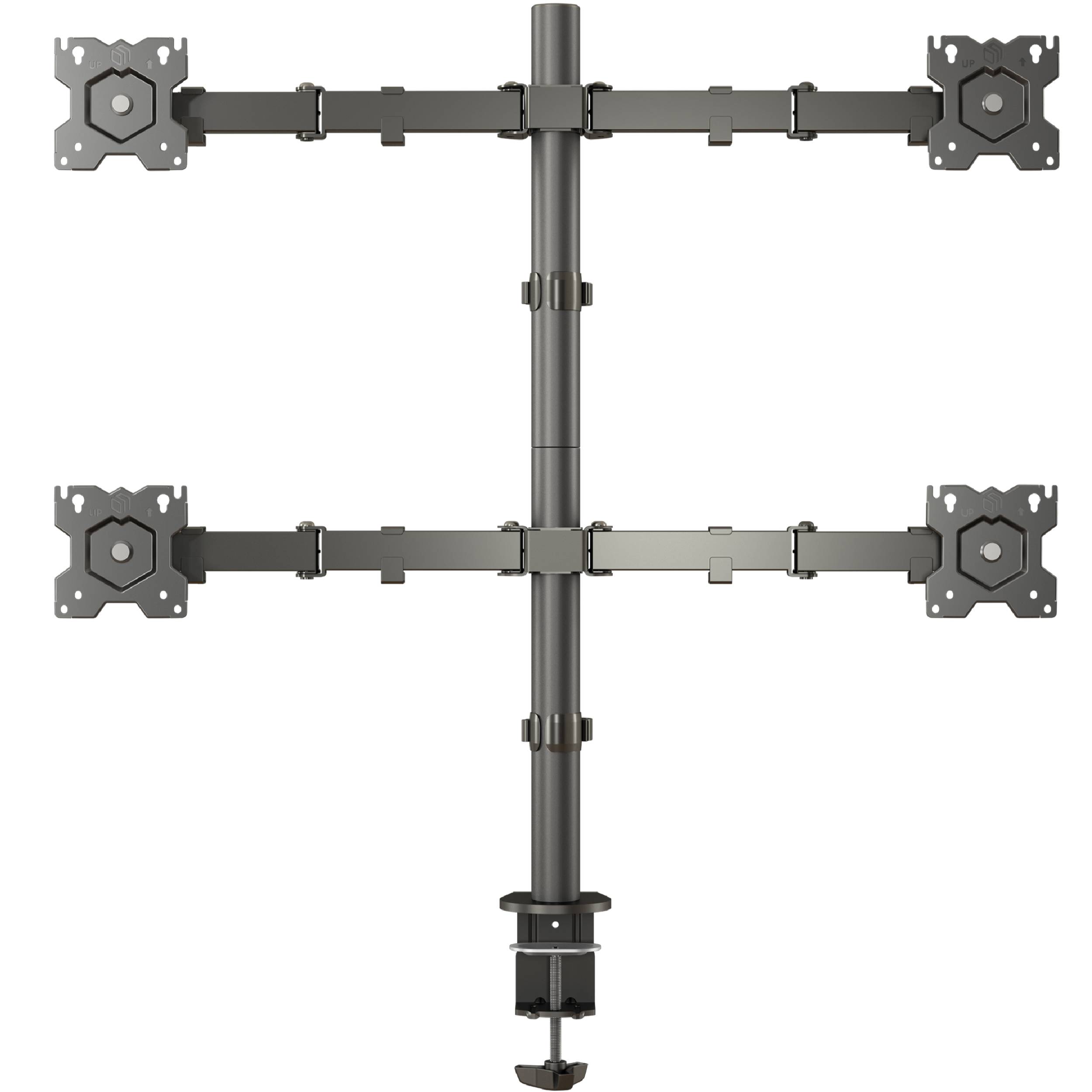 ONKRON Monitorhalterung 4x 13"-32", je 8 kg, VESA 75x75 & 100x100, Höhenverstellbar, Schwenkbar, Neigbar, D421E-B-0